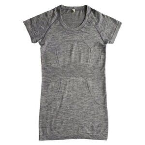 Lululemon x Peloton Heathered Grey Crew Neck Swiftly Tech Top Size 4